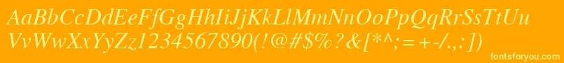 TimesLtItalic Font – Yellow Fonts on Orange Background