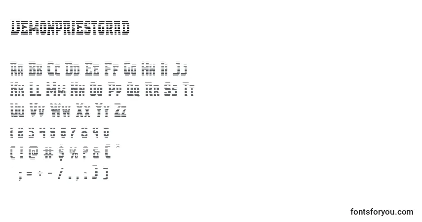 Шрифт Demonpriestgrad – алфавит, цифры, специальные символы