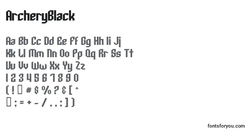 Шрифт ArcheryBlack – алфавит, цифры, специальные символы