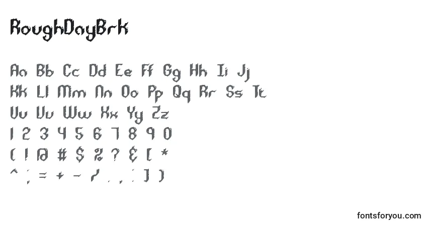 A fonte RoughDayBrk – alfabeto, números, caracteres especiais