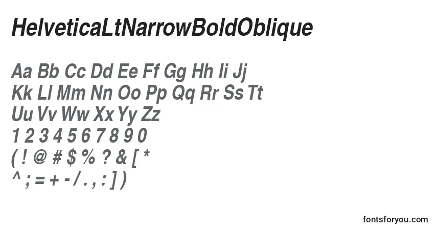 Schriftart HelveticaLtNarrowBoldOblique – Alphabet, Zahlen, spezielle Symbole