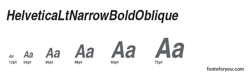 Размеры шрифта HelveticaLtNarrowBoldOblique
