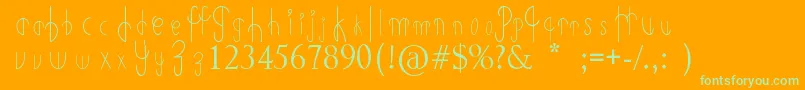 PrimitiveAlien-Schriftart – Grüne Schriften auf orangefarbenem Hintergrund