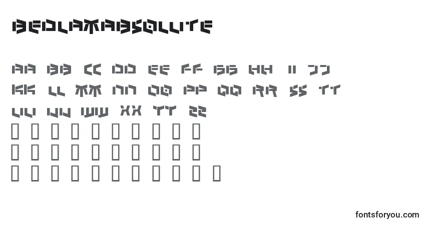 Czcionka BedlamAbsolute – alfabet, cyfry, specjalne znaki