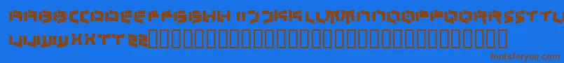 フォントBedlamAbsolute – 茶色の文字が青い背景にあります。