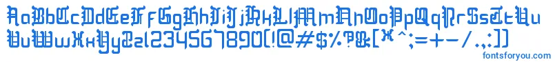 フォントBlackletterBuffoonery – 白い背景に青い文字