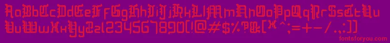 Czcionka BlackletterBuffoonery – czerwone czcionki na fioletowym tle