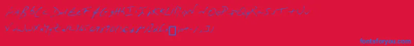 MonР’criture Font – Blue Fonts on Red Background