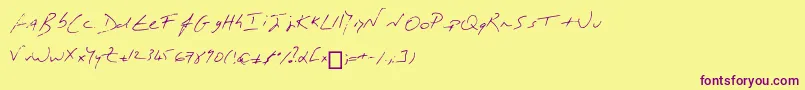 Czcionka MonР’criture – fioletowe czcionki na żółtym tle