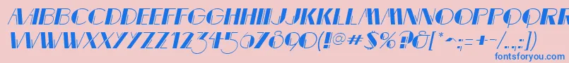 MarqueemieuxItalic-Schriftart – Blaue Schriften auf rosa Hintergrund