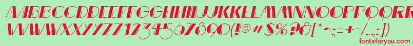 Fonte MarqueemieuxItalic – fontes vermelhas em um fundo verde