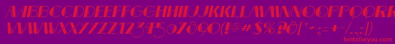 Czcionka MarqueemieuxItalic – czerwone czcionki na fioletowym tle