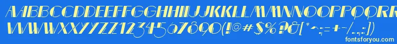 Fonte MarqueemieuxItalic – fontes amarelas em um fundo azul