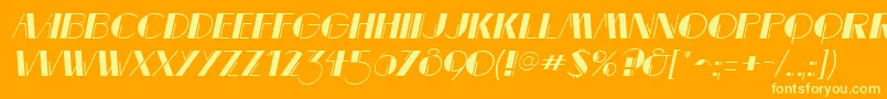 MarqueemieuxItalic-Schriftart – Gelbe Schriften auf orangefarbenem Hintergrund