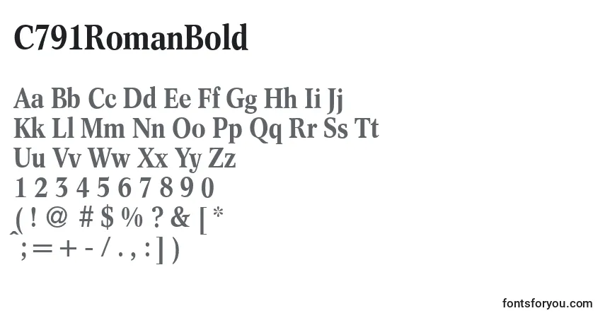 A fonte C791RomanBold – alfabeto, números, caracteres especiais