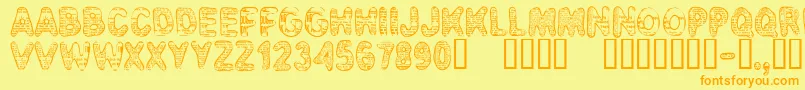CfbadnewsRegular Font – Orange Fonts on Yellow Background