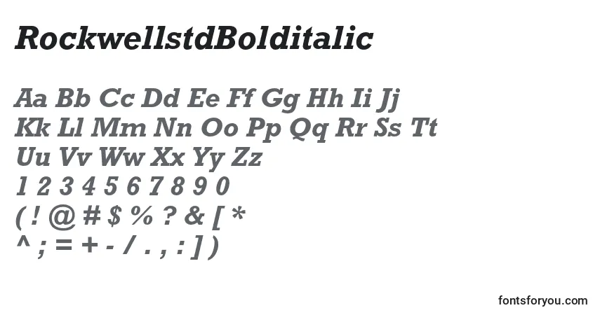 A fonte RockwellstdBolditalic – alfabeto, números, caracteres especiais