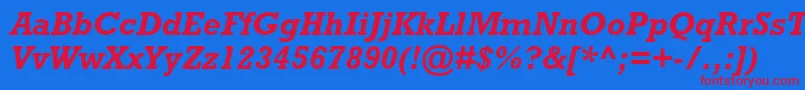 RockwellstdBolditalic Font – Red Fonts on Blue Background