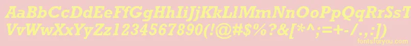 RockwellstdBolditalic-Schriftart – Gelbe Schriften auf rosa Hintergrund