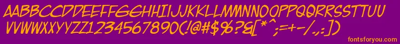 EurocomicItalic Font – Orange Fonts on Purple Background