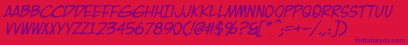 EurocomicItalic Font – Purple Fonts on Red Background