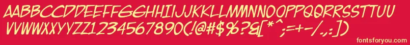 EurocomicItalic Font – Yellow Fonts on Red Background