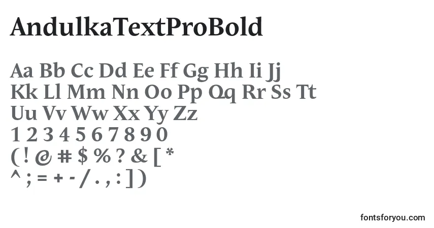 Czcionka AndulkaTextProBold – alfabet, cyfry, specjalne znaki