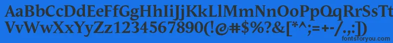 Fonte AndulkaTextProBold – fontes pretas em um fundo azul