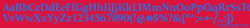 フォントAndulkaTextProBold – 赤い背景に青い文字