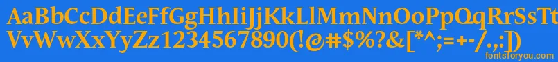 フォントAndulkaTextProBold – オレンジ色の文字が青い背景にあります。