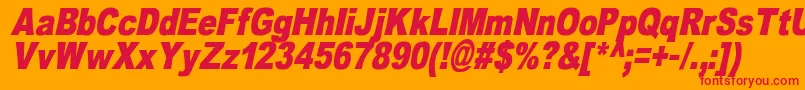 フォントOmniblackItalicDemo – オレンジの背景に赤い文字