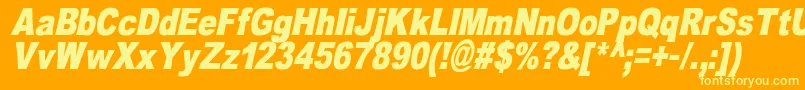 Шрифт OmniblackItalicDemo – жёлтые шрифты на оранжевом фоне