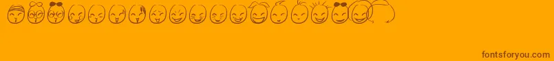 MiniSmile-Schriftart – Braune Schriften auf orangefarbenem Hintergrund