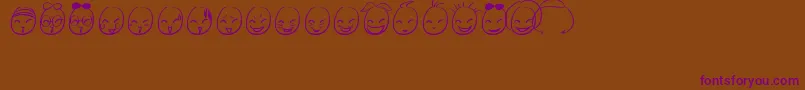 MiniSmile-Schriftart – Violette Schriften auf braunem Hintergrund