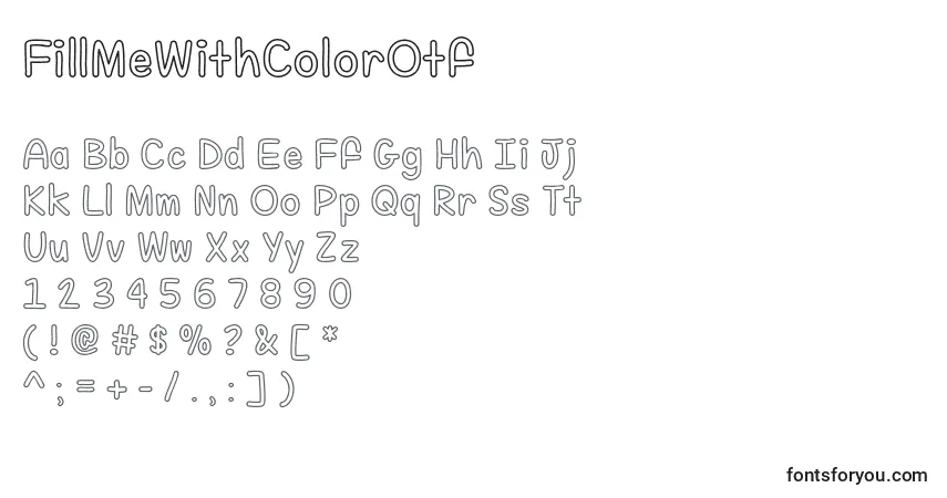 A fonte FillMeWithColorOtf – alfabeto, números, caracteres especiais