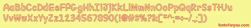 FillMeWithColorOtf-Schriftart – Rote Schriften auf gelbem Hintergrund