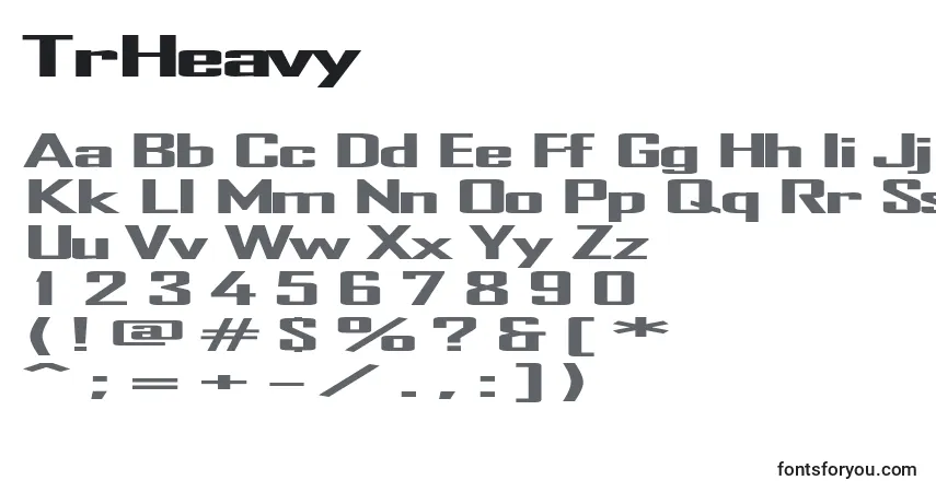 Czcionka TrHeavy – alfabet, cyfry, specjalne znaki