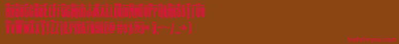 フォントButchsundancebullet – 赤い文字が茶色の背景にあります。