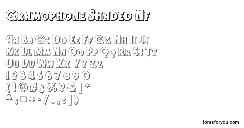 Czcionka Gramophone Shaded Nf – alfabet, cyfry, specjalne znaki
