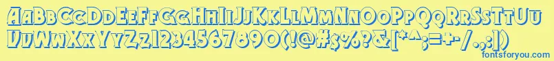 Gramophone Shaded Nf Font – Blue Fonts on Yellow Background