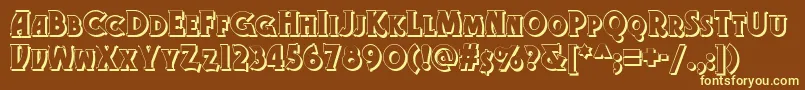 Gramophone Shaded Nf-Schriftart – Gelbe Schriften auf braunem Hintergrund