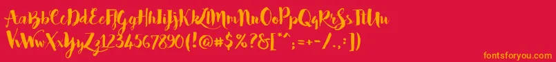 Bakery-Schriftart – Orangefarbene Schriften auf rotem Hintergrund