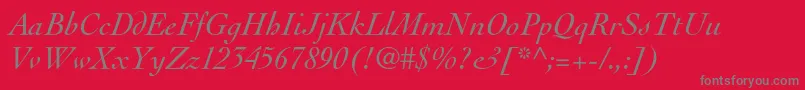 CochinltstdItalic-Schriftart – Graue Schriften auf rotem Hintergrund