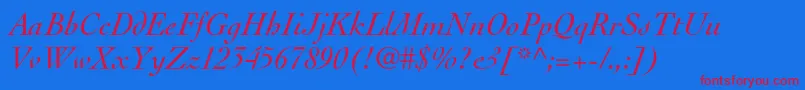 CochinltstdItalic Font – Red Fonts on Blue Background