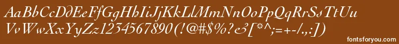 CochinltstdItalic-Schriftart – Weiße Schriften auf braunem Hintergrund