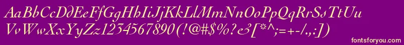 CochinltstdItalic Font – Yellow Fonts on Purple Background