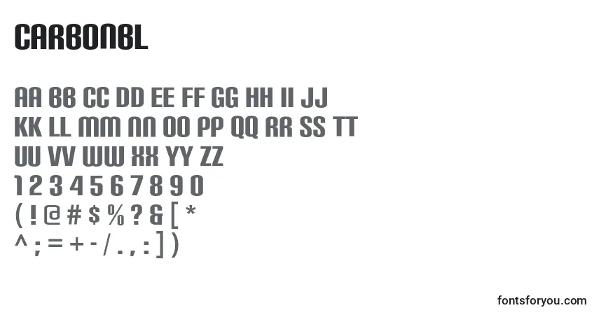 A fonte CarbonBl – alfabeto, números, caracteres especiais