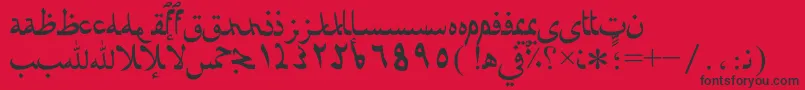 Fonte Afaratibnblady – fontes pretas em um fundo vermelho