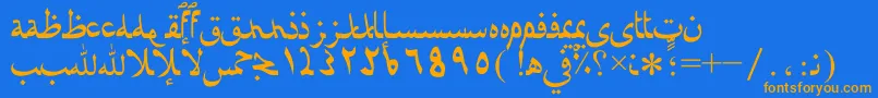 Fonte Afaratibnblady – fontes laranjas em um fundo azul