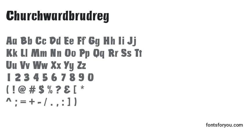 Шрифт Churchwardbrudreg – алфавит, цифры, специальные символы